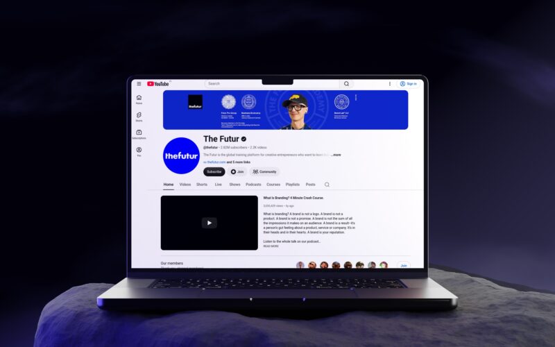 Laptop displaying The Futur YouTube channel page